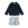 Ensemble maillot dermoprotecteur bleu marine et short de bain à imprimé tortues de mer