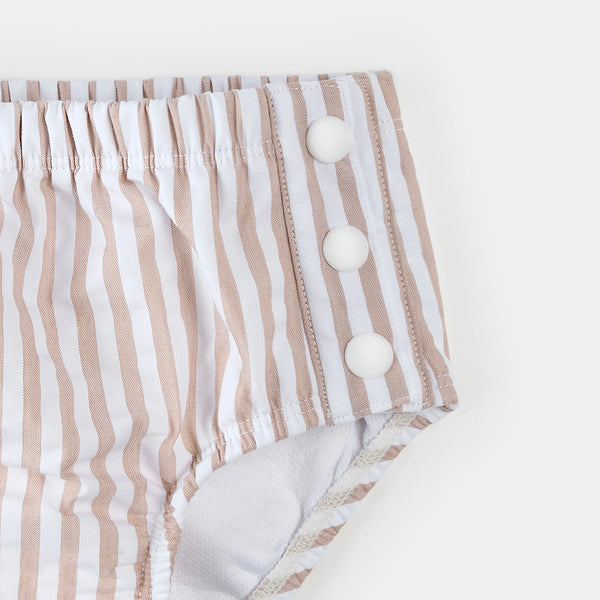 Taupe Stripe Seersucker Swim Diaper