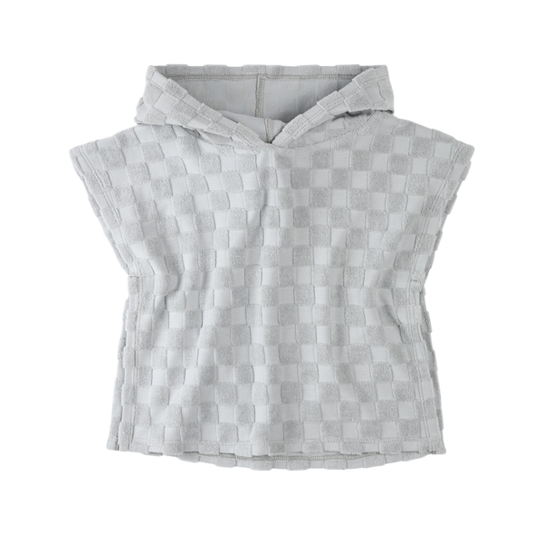 Faded Blue Checkerboard Beach Poncho