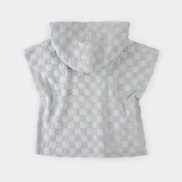 Faded Blue Checkerboard Beach Poncho