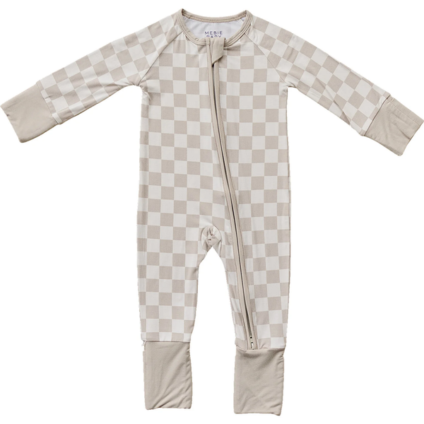 Pyjama en bambou - Pieds repliables - Taupe checkered