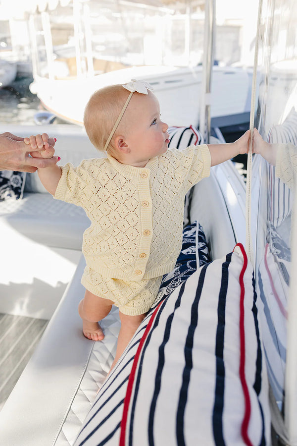 Yellow cardigan bloomer set