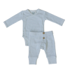 Blue stripes pointelle layette set