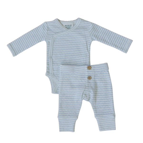 Ensemble de layette - Pointelle rayures bleues