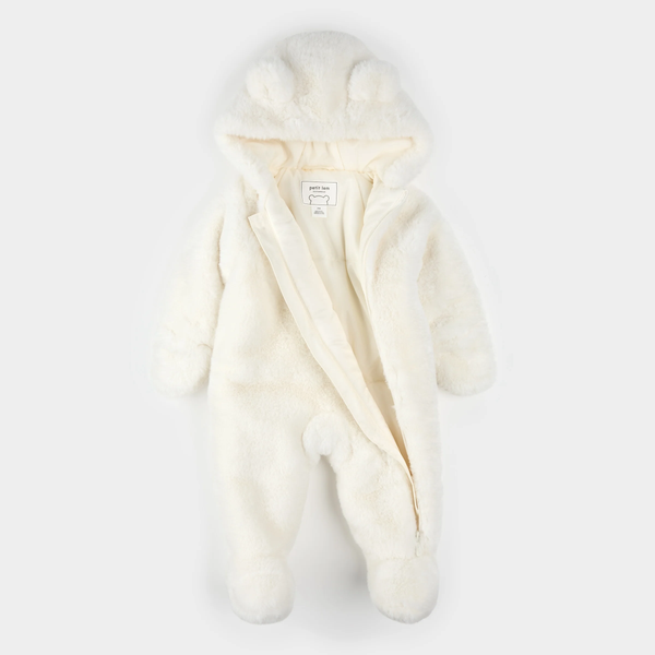 Combinaison d'ours en peluche blanc cassé
