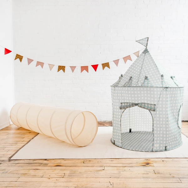 Beige gingham Recycled Fabric Play Tent