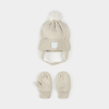 Tuque et mitaines d'hiver taupe clair