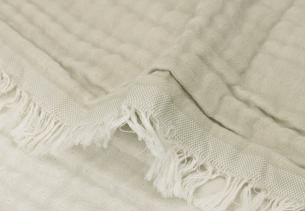 Blanket cradle - Fringes - Olive green/Ivory