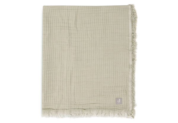 Blanket cradle - Fringes - Olive green/Ivory