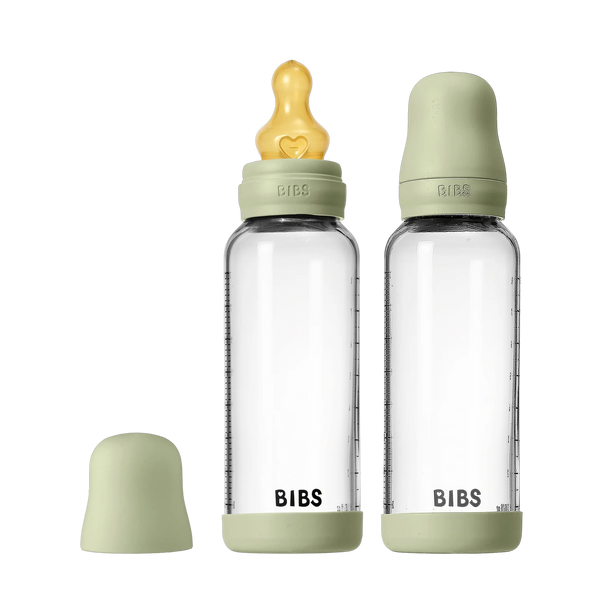 Biberon en verre avec tétine latex - 250ml - Paquet de 2 - Sauge