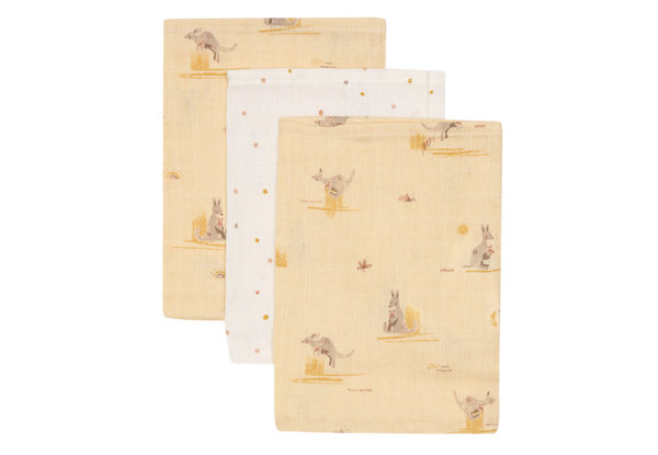 Washcloth Muslin - Kangaroots - 3 Pack