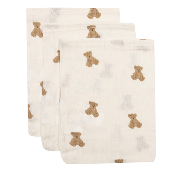 Gauze washcloths - Pack of 3 - Teddy bear