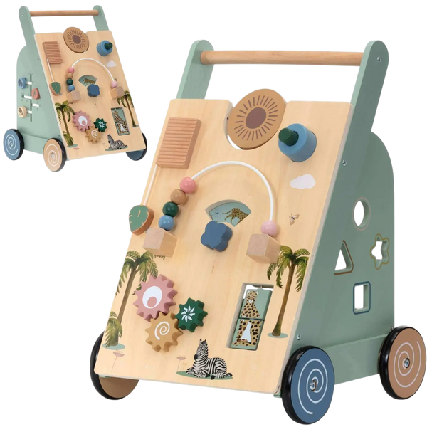Chariot de marche en bois pour bébé - Trotteur multi-activités pour 18 mois et plus
