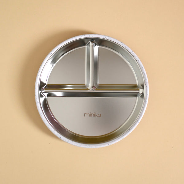 Assiette à compartiments en acier avec succion en silicone