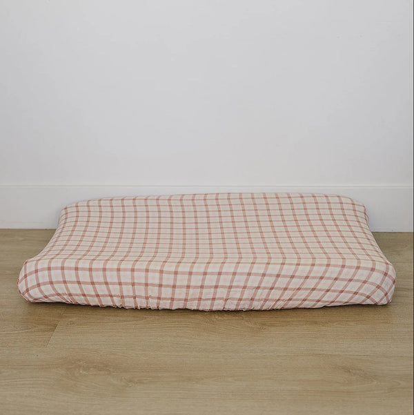 Changing pad cover - Pink gingham