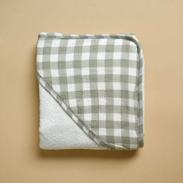 Serviette de bain à capuchon - Sage gingham