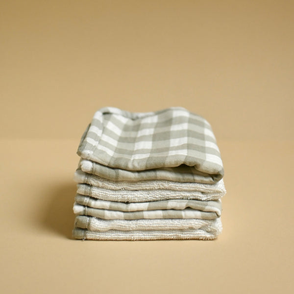 Débarbouillettes - Paquet de 4 - Sage gingham