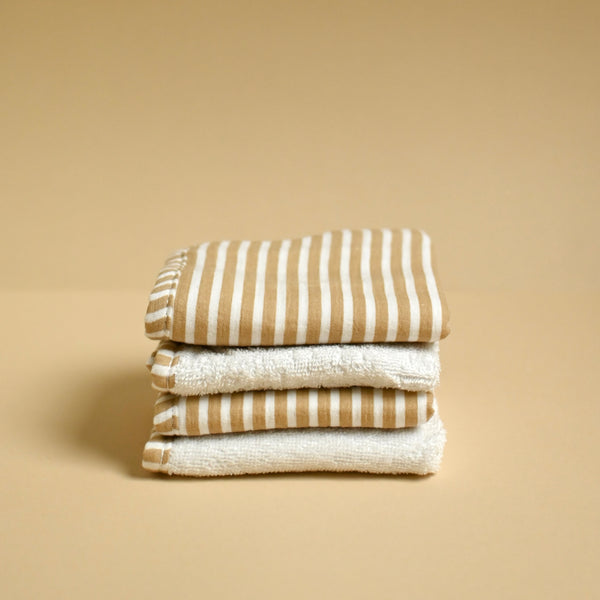 Débarbouillettes - Paquet de 4 - Stripe beige