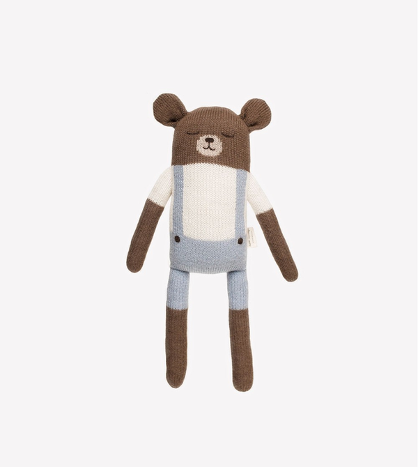 Tall bear knit toy - Blue