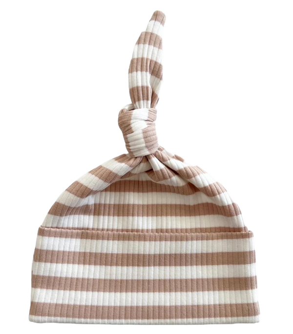 Beanie - Tan/White stripes