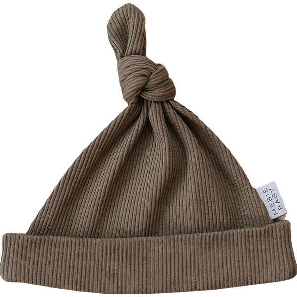 Organic ribbed knot hat - Cocoa