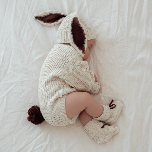 Bubble knit romper - Bunny cocoa fleck