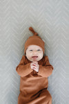 Organic ribbed knot hat - Cocoa