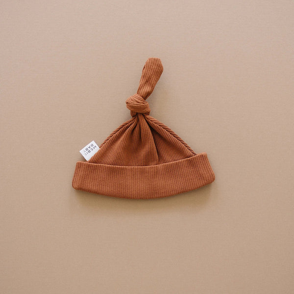 Organic ribbed knot hat - Cocoa