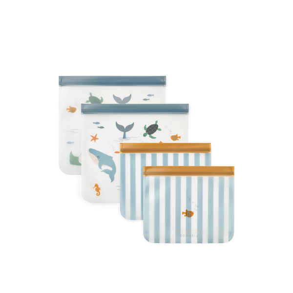 Rebus Reusable Food Bags 4-Pack - Sea creatures