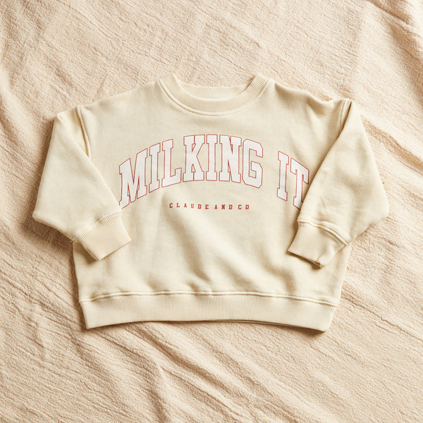 Milking it college sweater - Cream