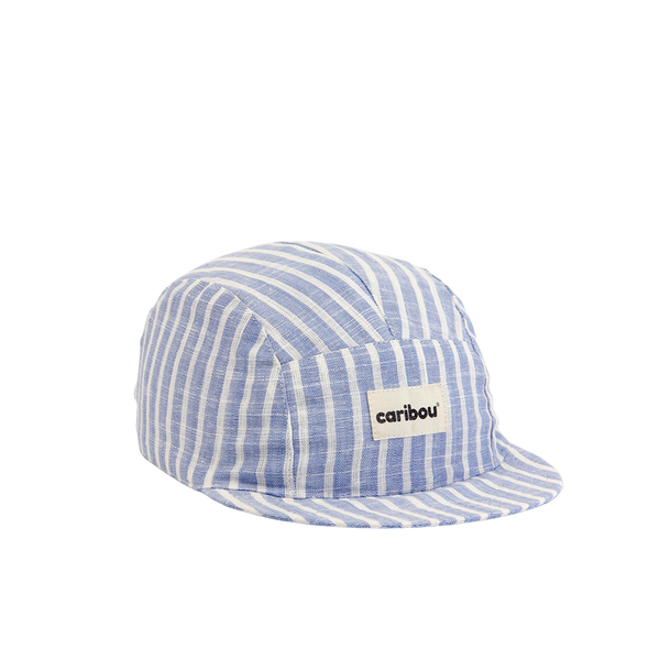 Linen cap - Blue stripe