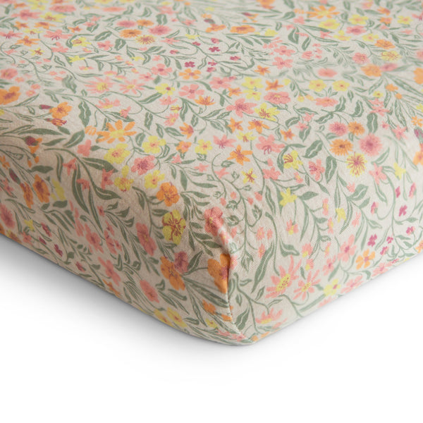 Muslin crib sheet - Pastel blooms