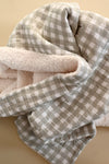 Couverture mousseline et sherpa - Sage gingham