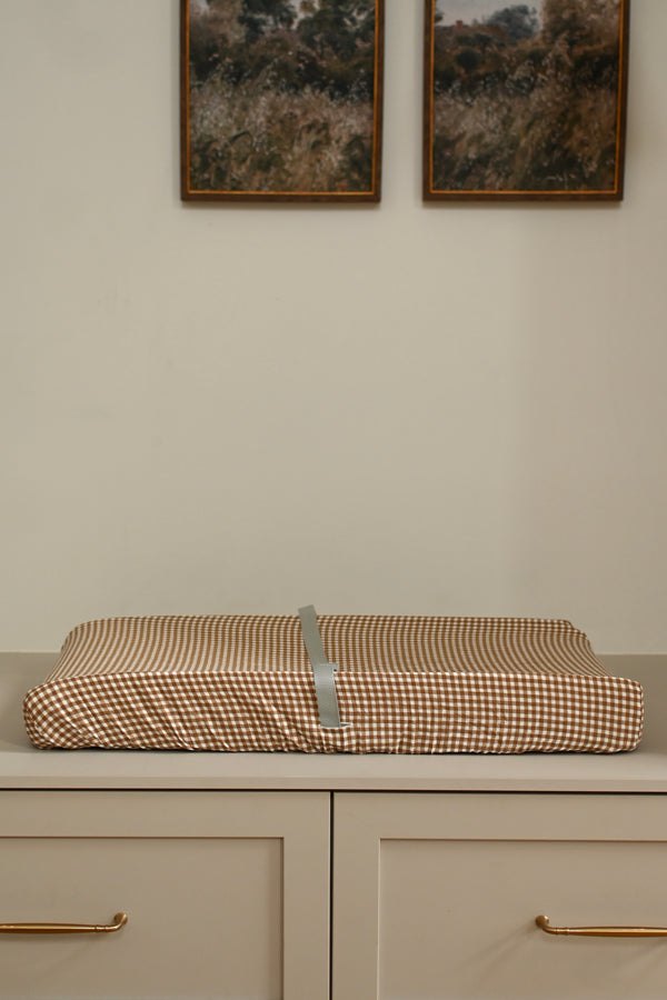 Housse de matelas à langer - Vichy brown