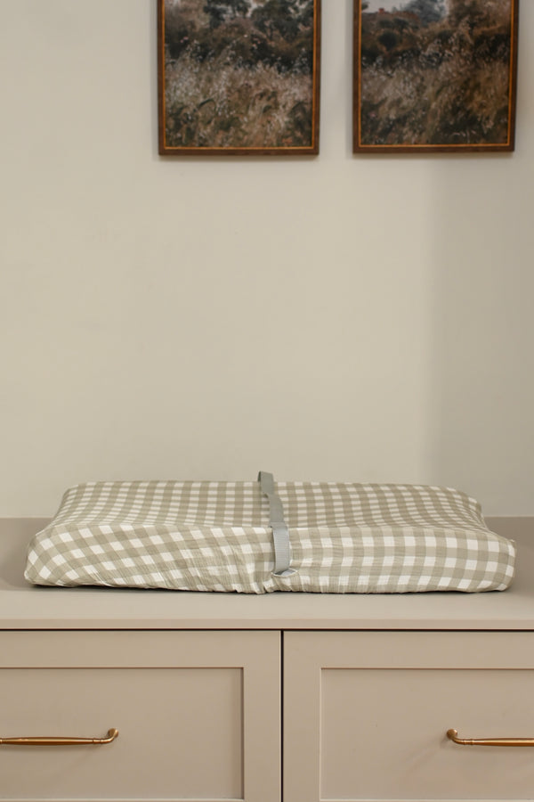 Housse de matelas à langer - Sage gingham