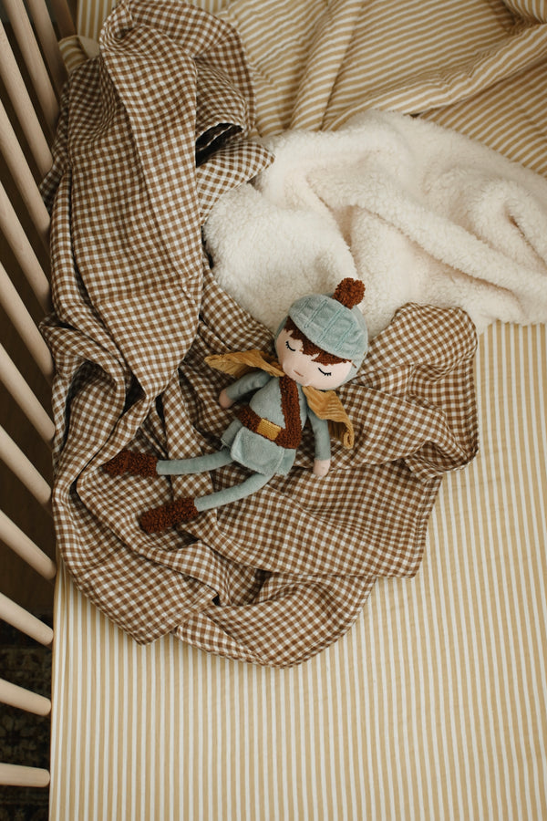 Crepe standard crib sheet - Stripe beige