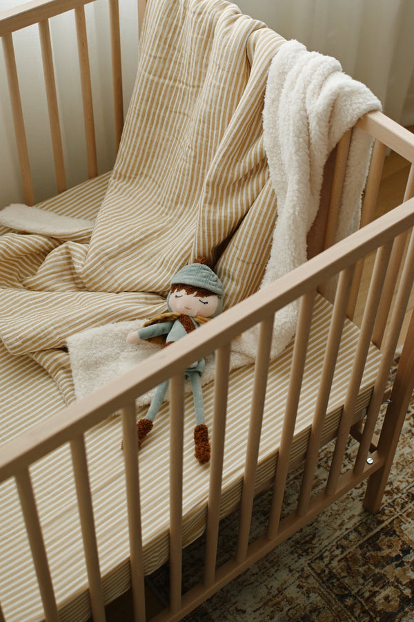 Crepe standard crib sheet - Stripe beige