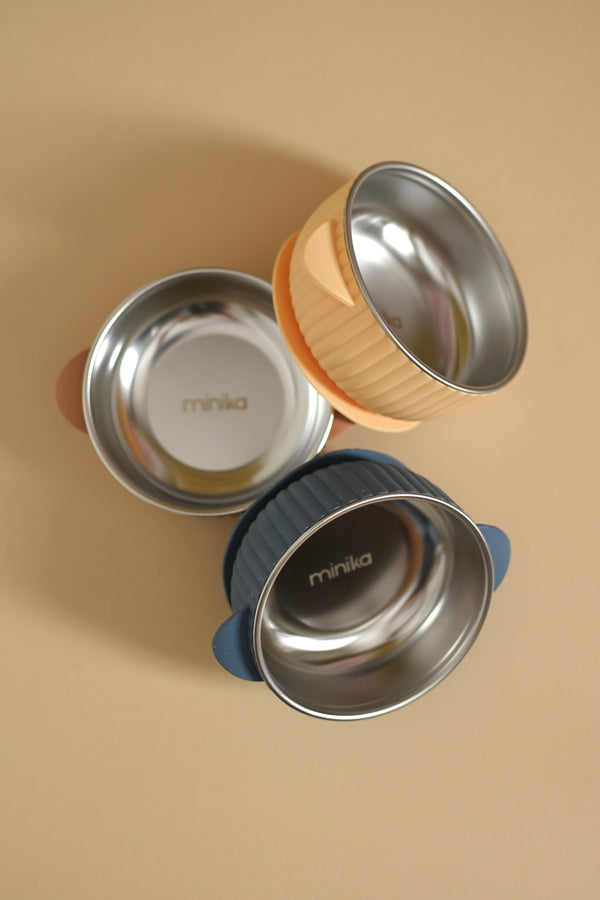 Bol en acier inoxydable avec succion en silicone