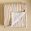 Muslin and sherpa blanket - Stripe beige