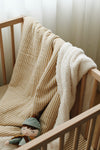 Muslin and sherpa blanket - Stripe beige