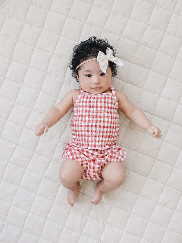 Gingham ruched bloomer set