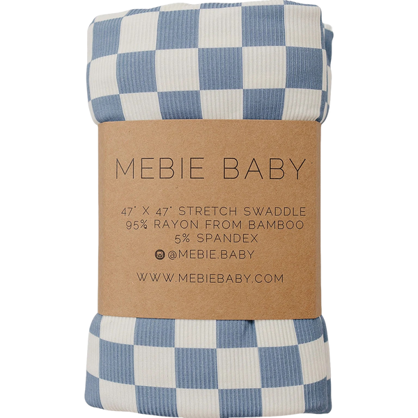 Stretch swaddle blanket - Blue checkered