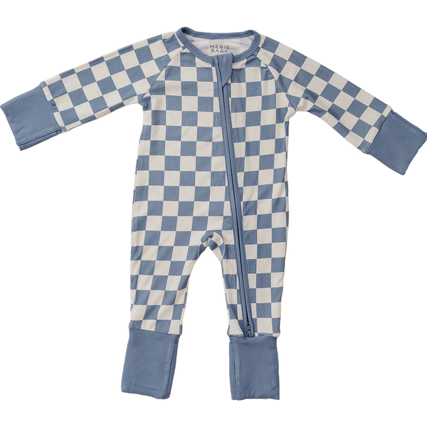 Bamboo zipper - Blue checkered