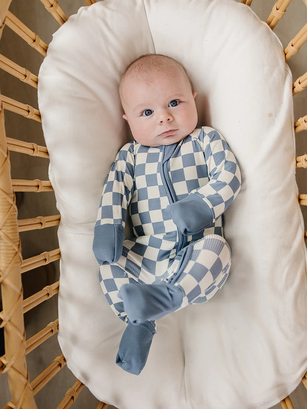 Pyjama en bambou - Pieds repliables - Blue checkered