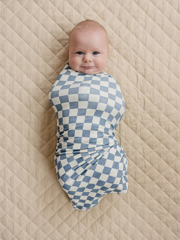 Couverture d'emmaillotage - Blue checkered