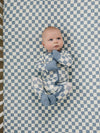 Bamboo zipper - Blue checkered