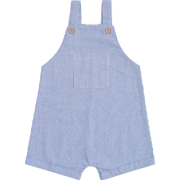 Blue Stripe Short Linen Overalls