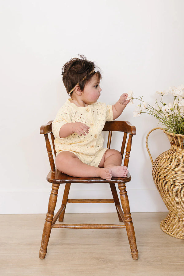 Yellow cardigan bloomer set
