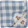 Courtepointe - Dusty blue gingham & teddy bear