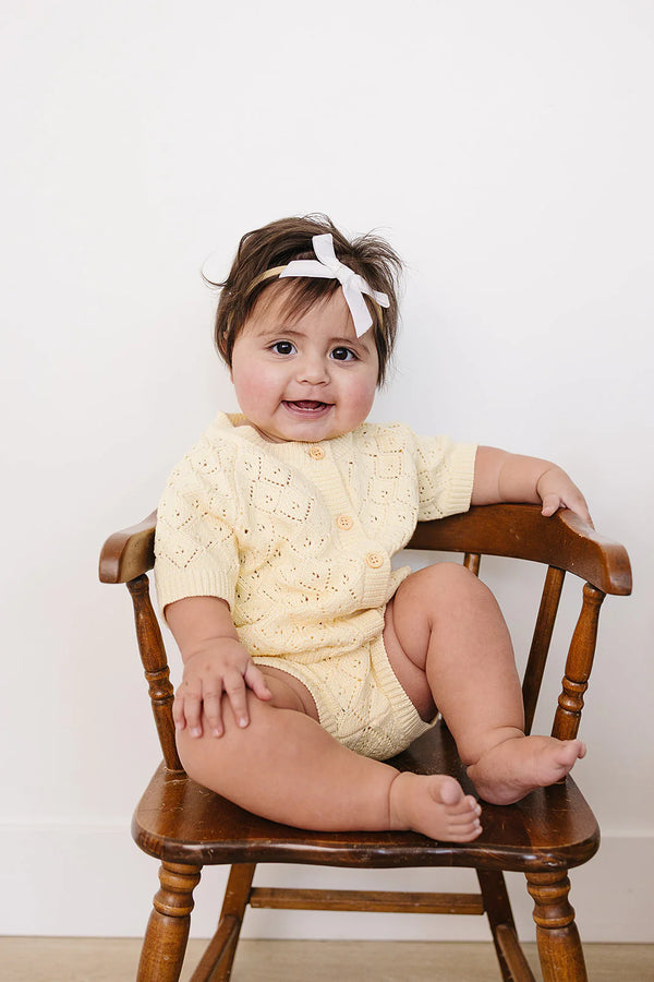 Yellow cardigan bloomer set